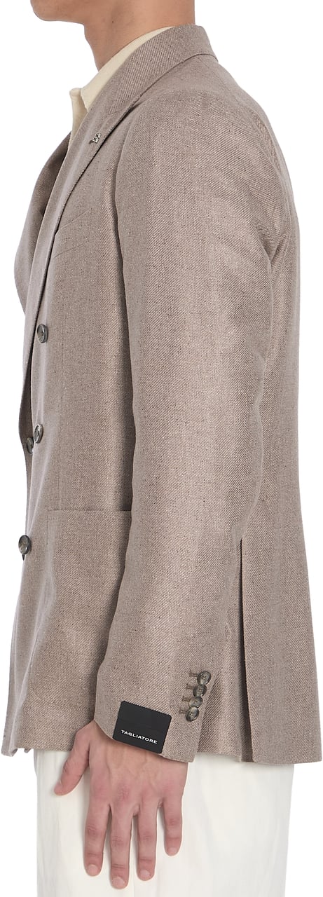Tagliatore Double-breasted silk Blazer Bruin