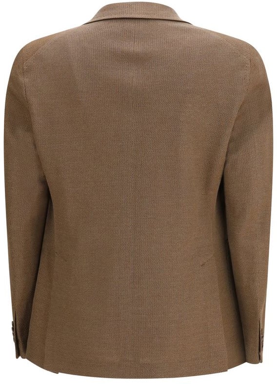 Tagliatore Brown Linen Blazer Bruin