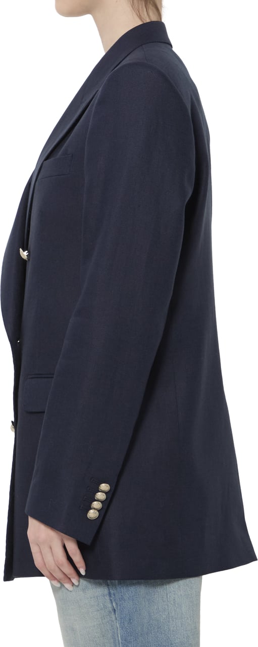 Tagliatore Double-breasted linen jacket Blauw