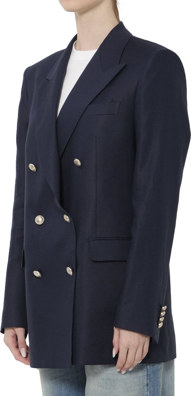 Tagliatore Double-breasted linen jacket Blauw
