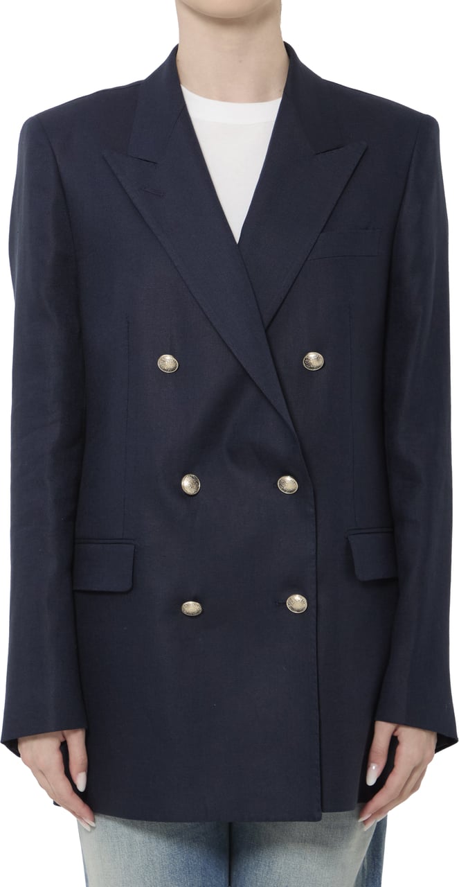 Tagliatore Double-breasted linen jacket Blauw