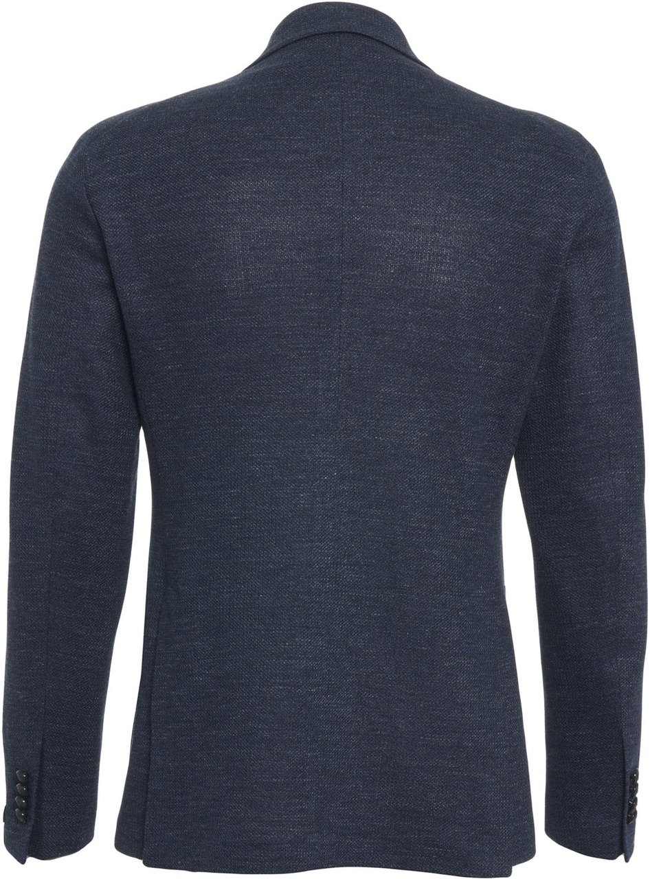 Tagliatore Double-breasted blazer in linen blend Blauw