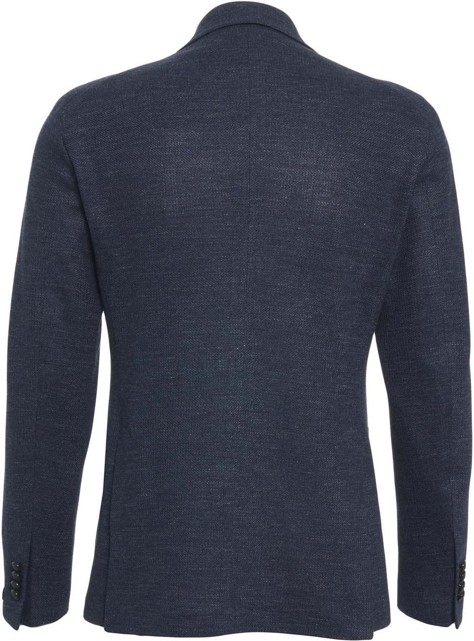 Tagliatore Double-breasted blazer in linen blend Blauw