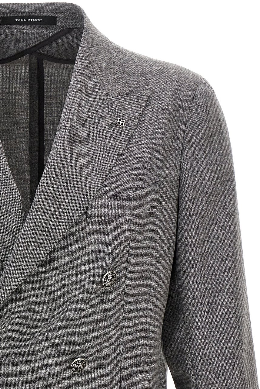 Tagliatore Gray Virgin Wool Blazer Grijs