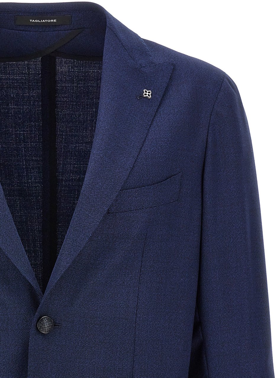 Tagliatore Blue Virgin Wool Blazer Blauw