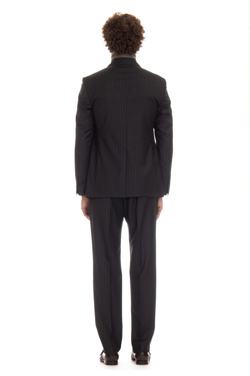 Tagliatore Double-Breasted Pinstripe Wool Suit Mod. Black Zwart
