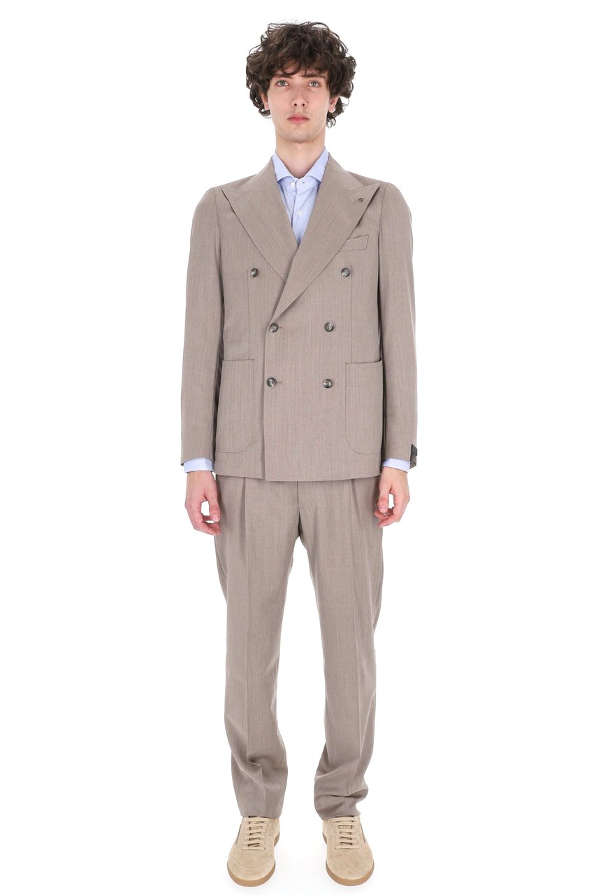 Tagliatore Pino Lerario Herringbone Wool Suit Grijs