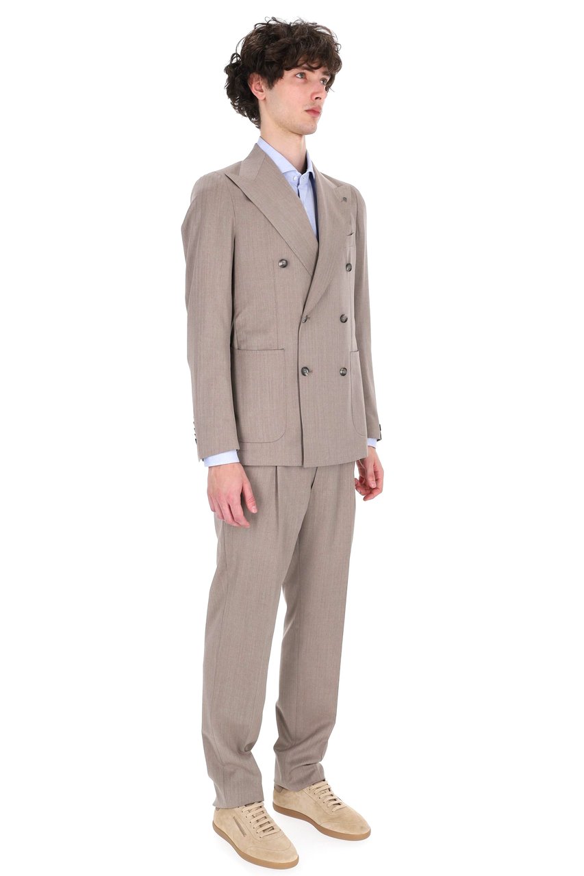 Tagliatore Pino Lerario Herringbone Wool Suit Grijs