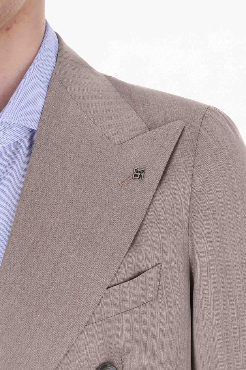 Tagliatore Pino Lerario Herringbone Wool Suit Grijs