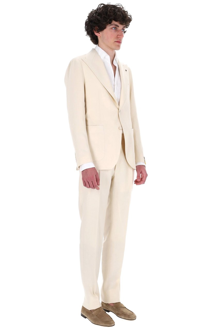 Tagliatore Pino Lerario Pure Linen Suit Neutraal