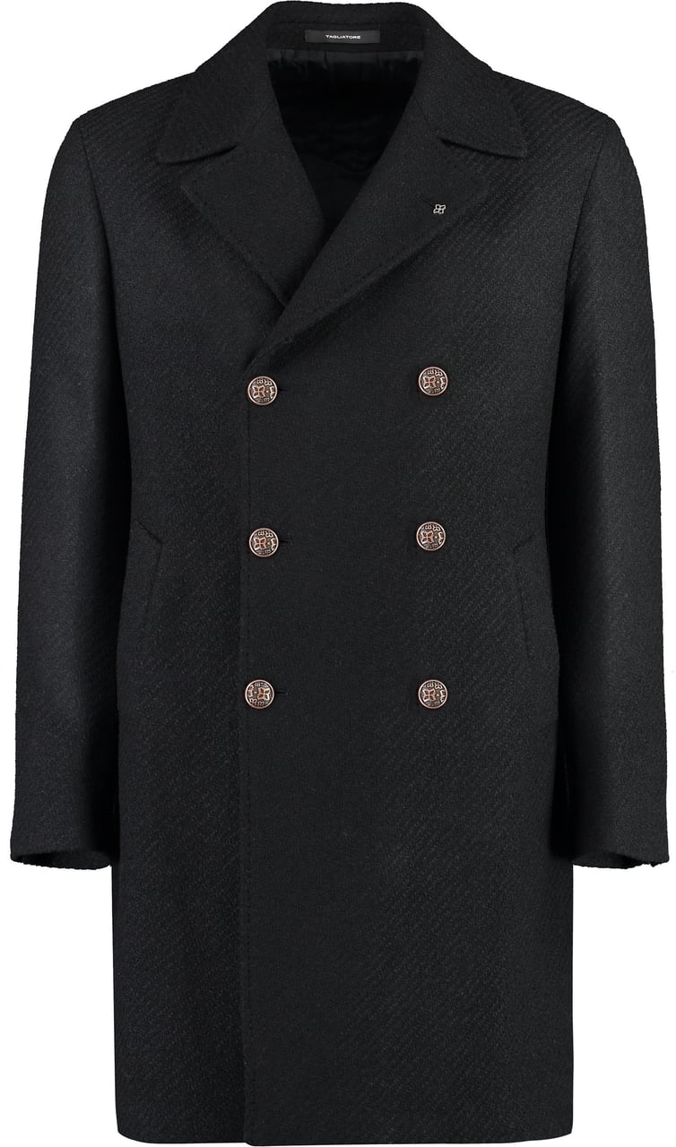 Tagliatore Double-breasted virgin wool coat Zwart