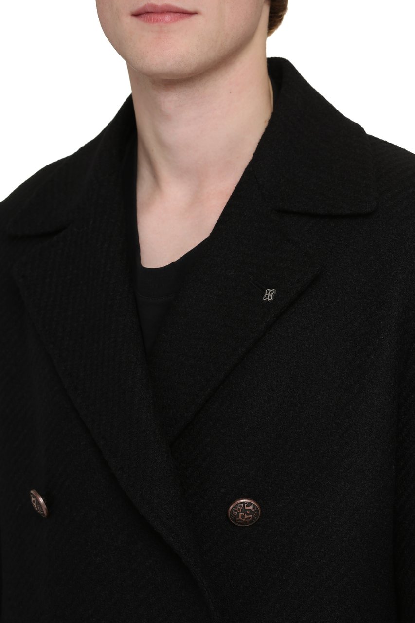 Tagliatore Double-breasted virgin wool coat Zwart