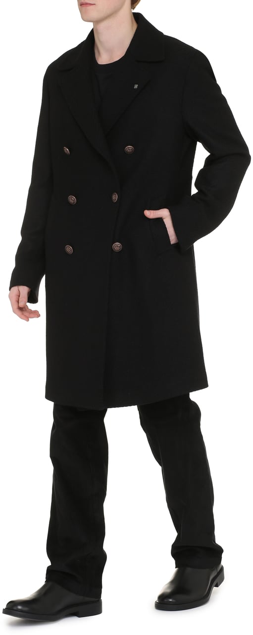 Tagliatore Double-breasted virgin wool coat Zwart