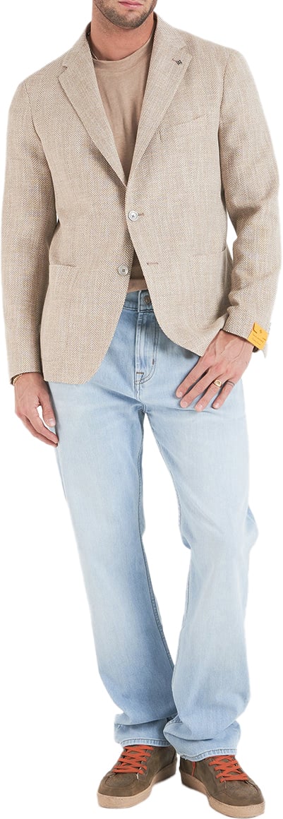 Tagliatore Blazer with herringbone pattern Beige