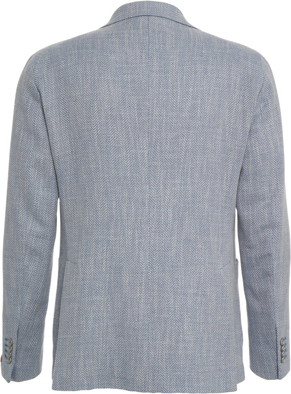 Tagliatore Blazer with herringbone pattern Blauw