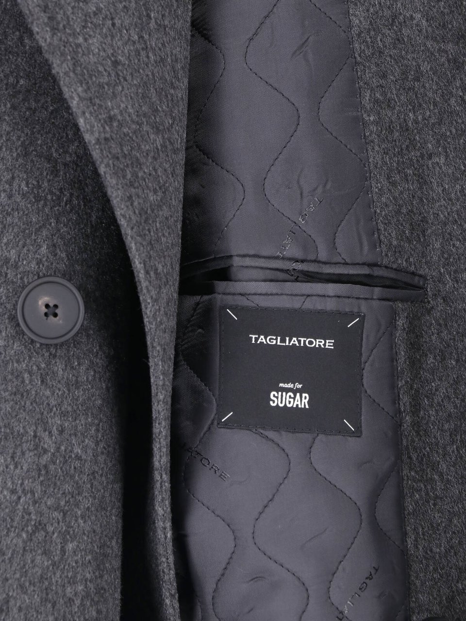 Tagliatore Grey Virgin Wool Peak Lapel Coat Grijs