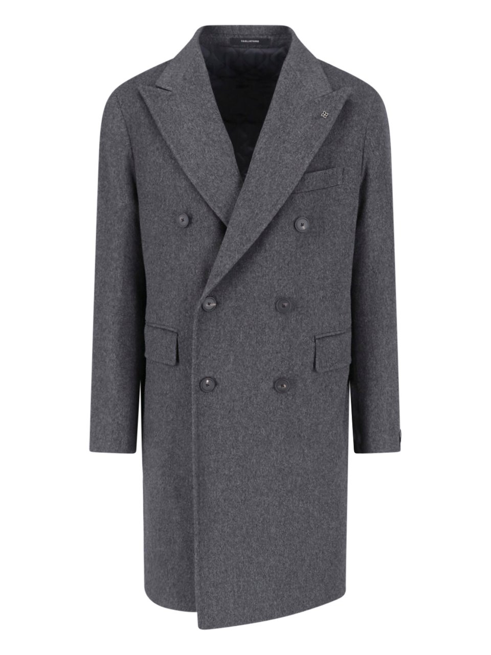 Tagliatore Grey Virgin Wool Peak Lapel Coat Grijs