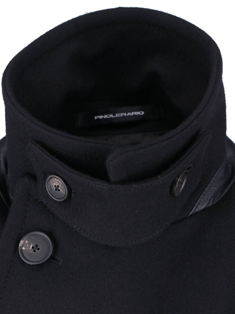 Tagliatore Double-Breasted Black Wool Coat with Classic Lapels Zwart