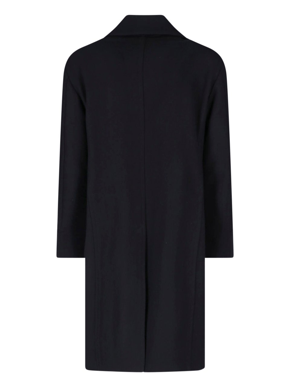 Tagliatore Double-Breasted Black Wool Coat with Classic Lapels Zwart