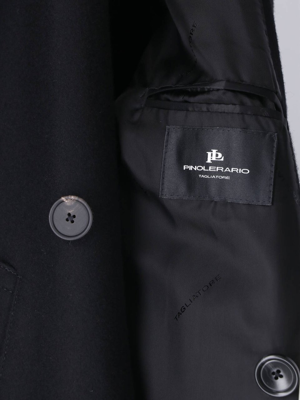 Tagliatore Double-Breasted Black Wool Coat with Classic Lapels Zwart