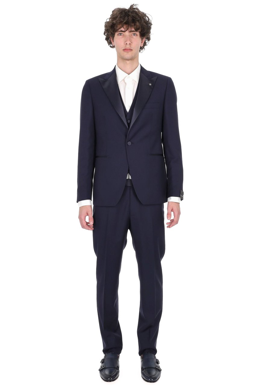 Tagliatore Bruce Virgin Wool Three-Piece Tuxedo Suit Zwart