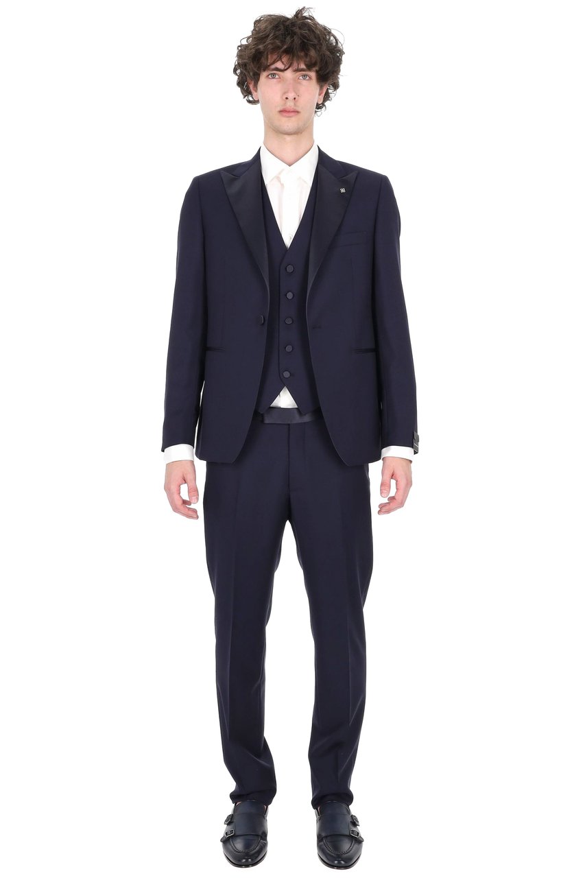 Tagliatore Bruce Virgin Wool Three-Piece Tuxedo Suit Zwart