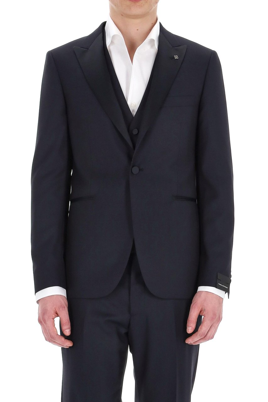 Tagliatore Bruce Line Smoking Jacket with Wool-Silk Vest Zwart