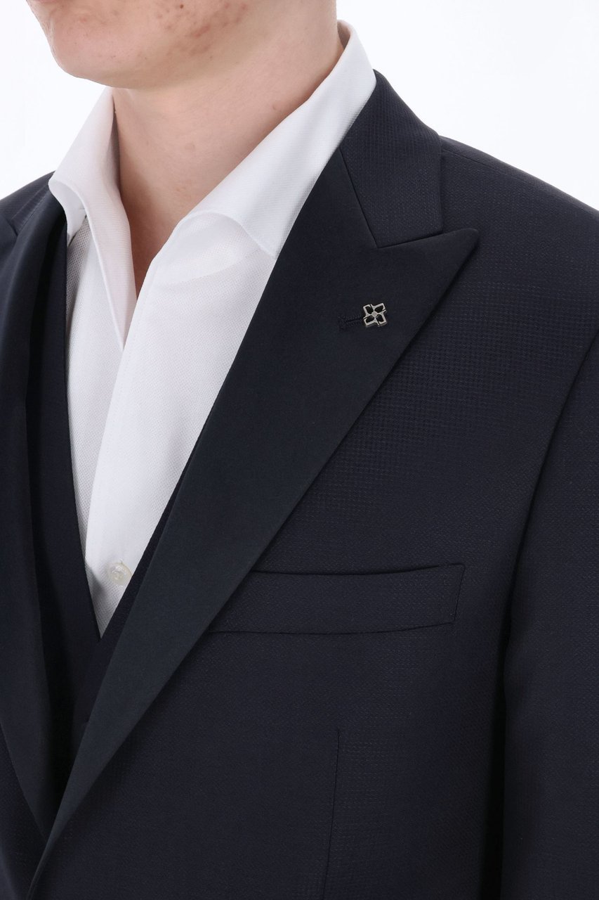 Tagliatore Bruce Line Smoking Jacket with Wool-Silk Vest Zwart