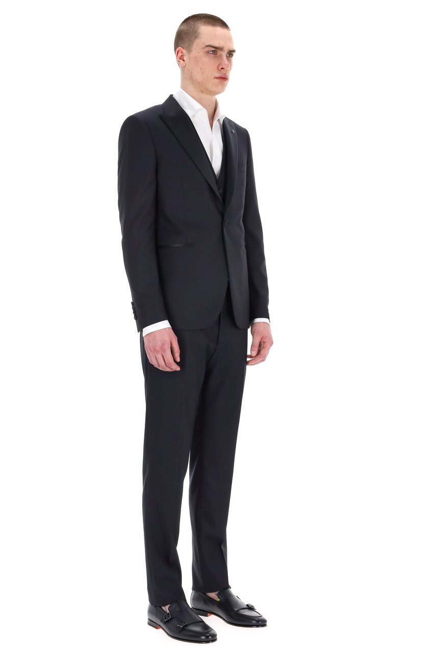 Tagliatore Bruce Line Smoking Jacket with Wool-Silk Vest Zwart