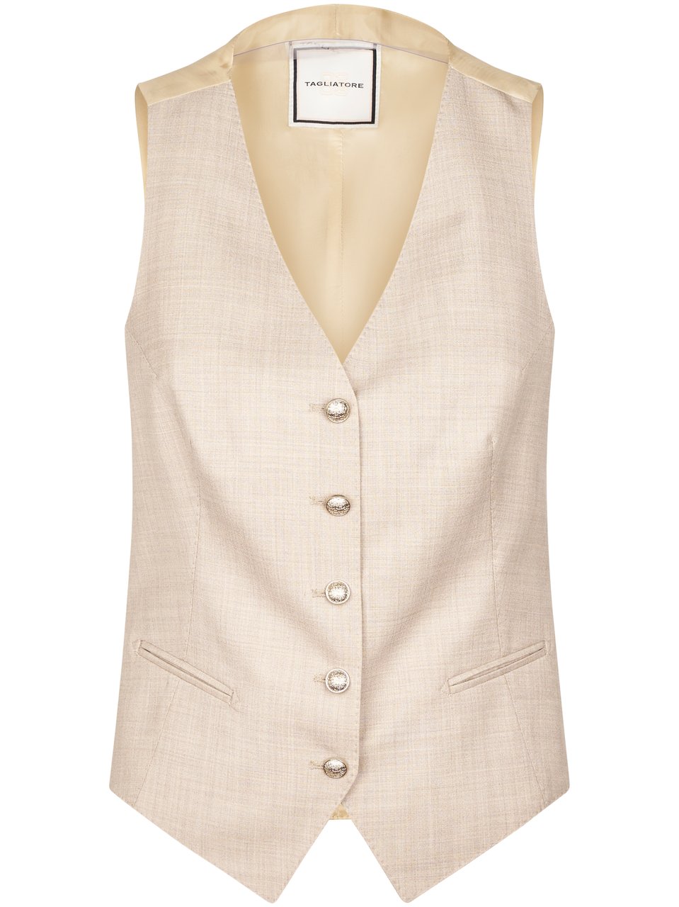 Tagliatore Sleeveless Tailored Vest with Ornate Metallic Buttons Neutraal