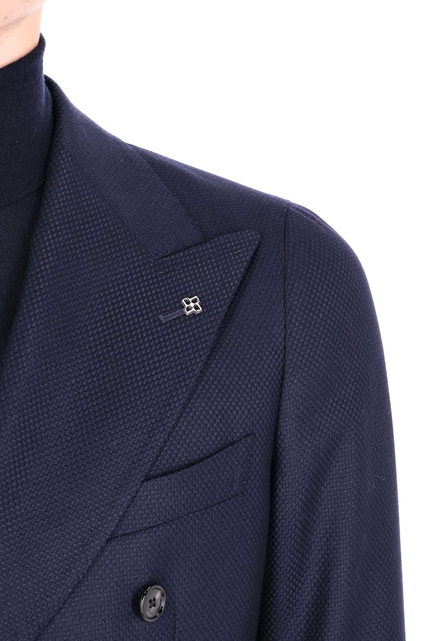 Tagliatore Pino Lerario 110’S Wool Woven Double-Breasted Jacket Zwart