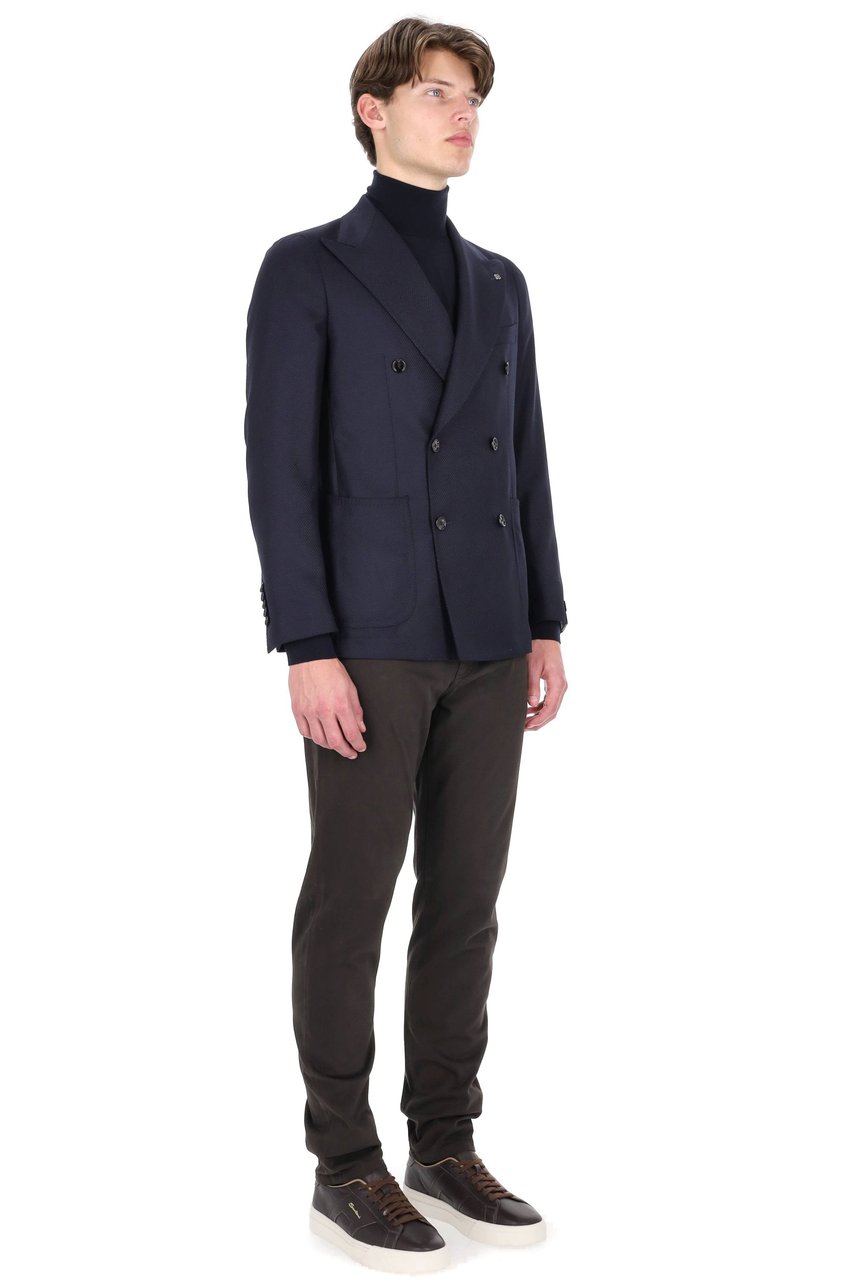 Tagliatore Pino Lerario 110’S Wool Woven Double-Breasted Jacket Zwart