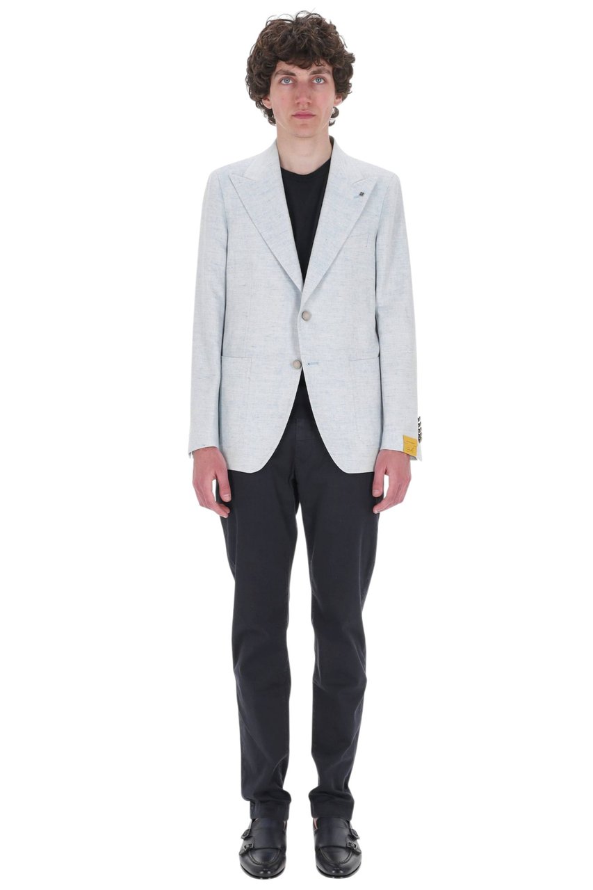 Tagliatore Pino Lerario Herringbone Linen-Cotton Blazer Neutraal
