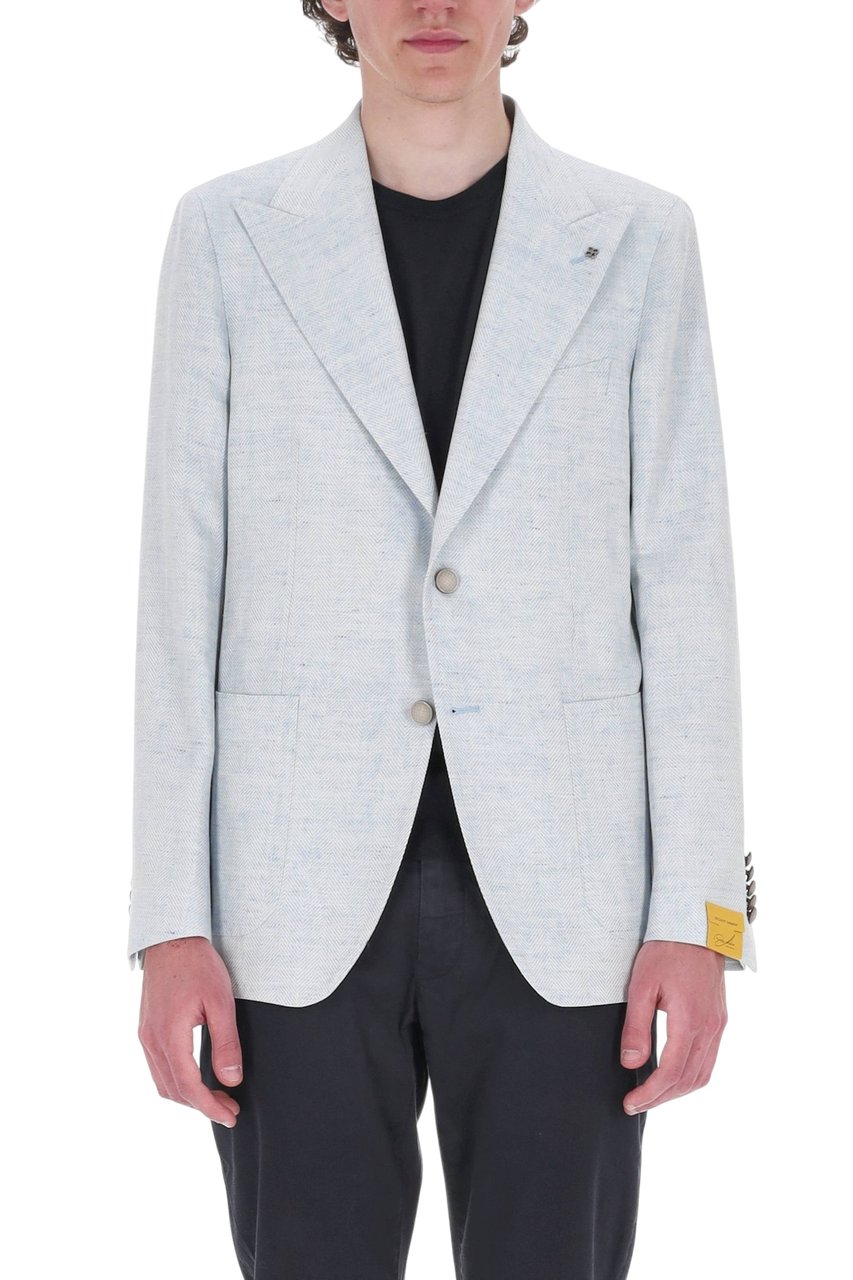 Tagliatore Pino Lerario Herringbone Linen-Cotton Blazer Neutraal