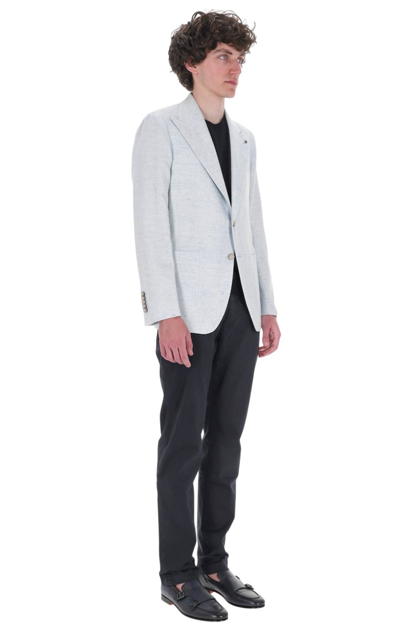 Tagliatore Pino Lerario Herringbone Linen-Cotton Blazer Neutraal