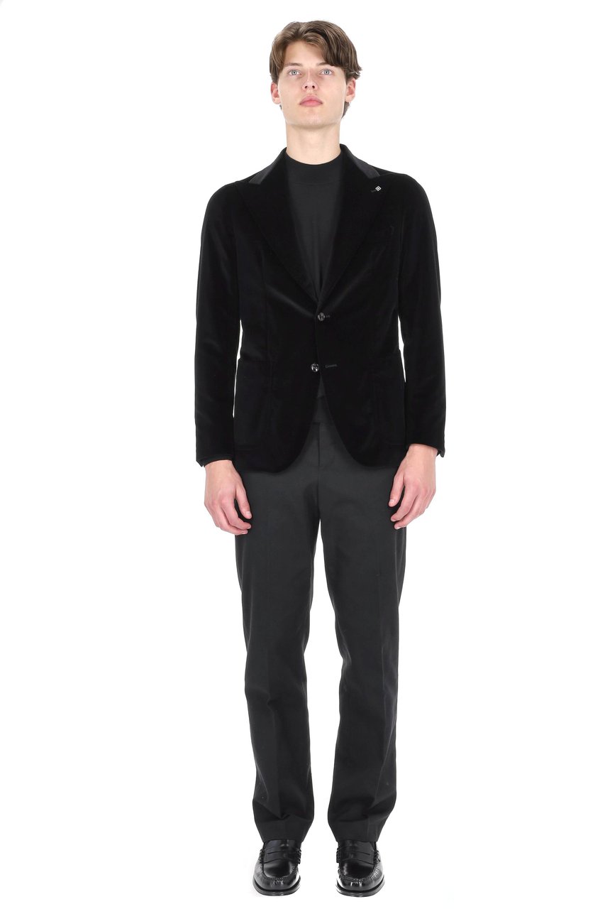 Tagliatore Pino Lerario Line Smooth Velvet Jacket Zwart