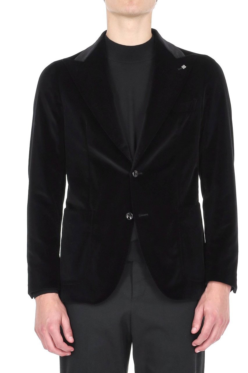 Tagliatore Pino Lerario Line Smooth Velvet Jacket Zwart