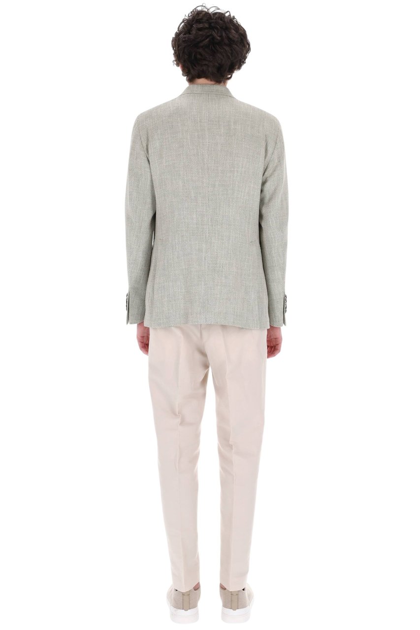 Tagliatore Pino Lerario Herringbone Wool-Linen Blazer Wit