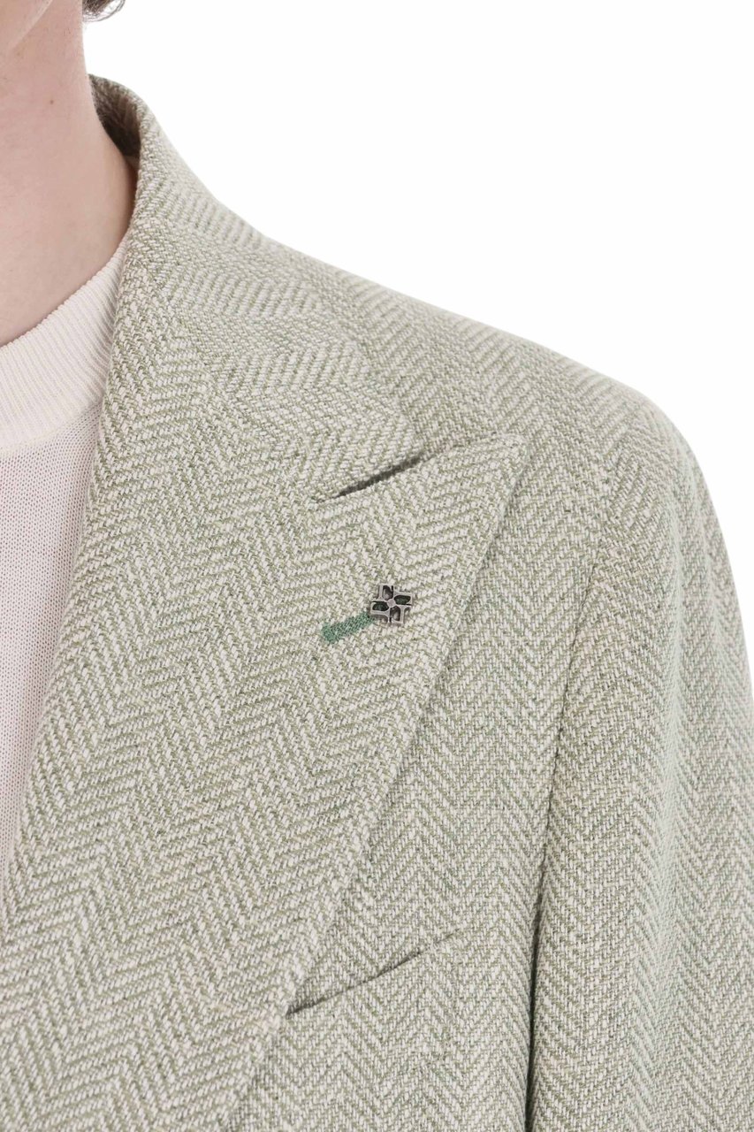 Tagliatore Pino Lerario Herringbone Wool-Linen Blazer Wit