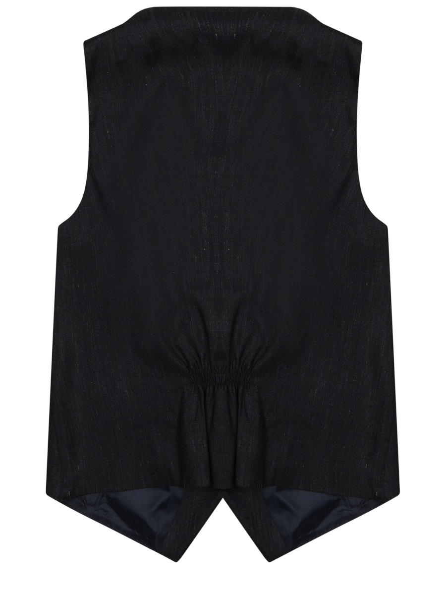 Tagliatore Linen Deep V-Neck Vest Zwart