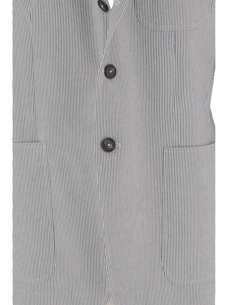 Tagliatore Multi Striped Single-Breasted Cotton-Blend Jacket Grijs