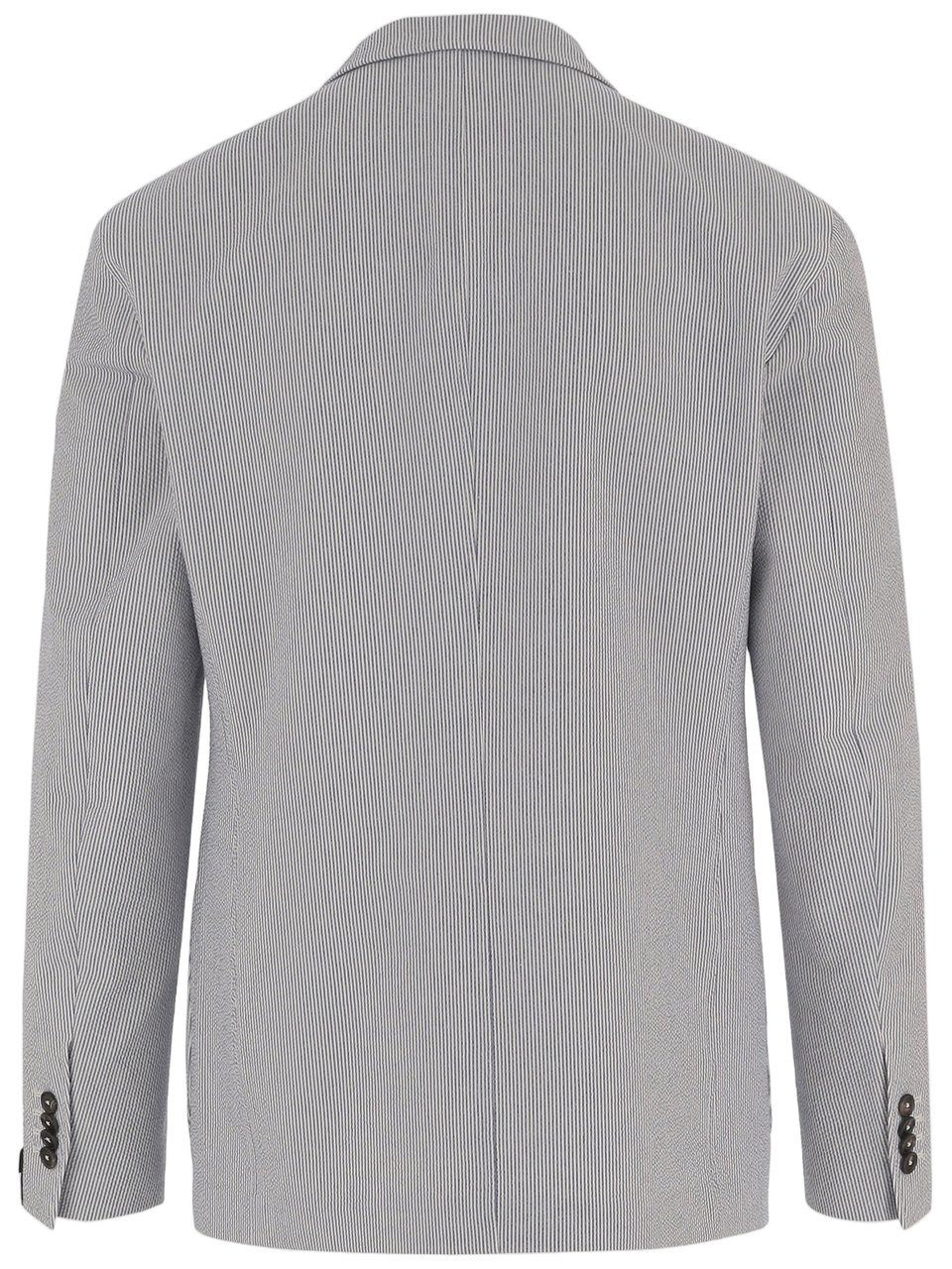 Tagliatore Multi Striped Single-Breasted Cotton-Blend Jacket Grijs