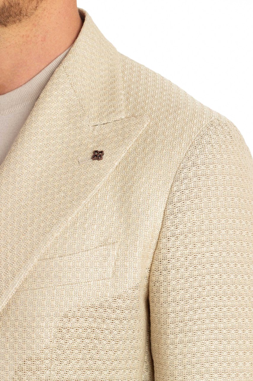 Tagliatore Double-Breasted Jacket Linen-Viscose-Cotton Weston Model Neutraal