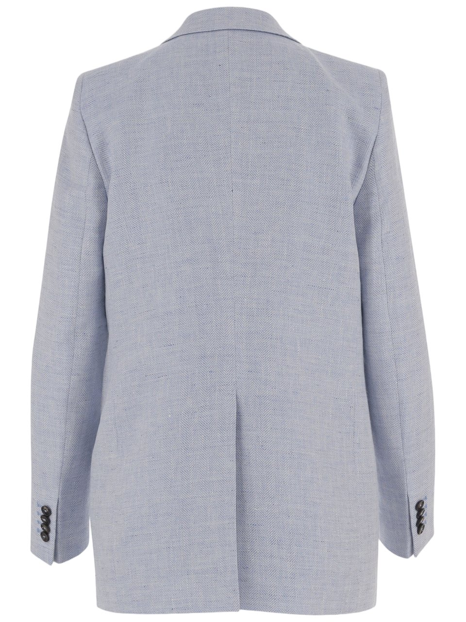 Tagliatore Light Blue Herringbone Linen-Wool Blend Jacket Blauw