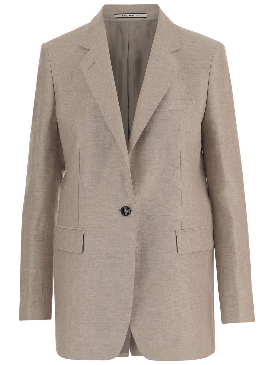 Tagliatore Linen and Cotton Blend Jacket with Lapel Collar Grijs