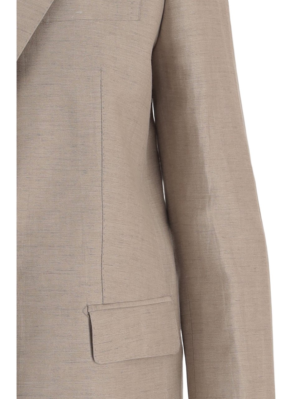 Tagliatore Linen and Cotton Blend Jacket with Lapel Collar Grijs