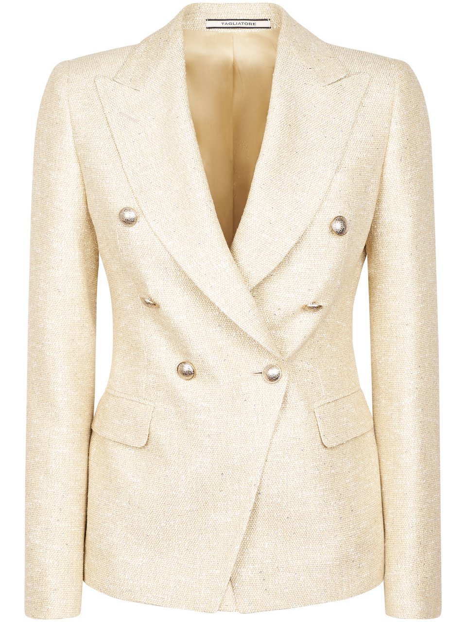 Tagliatore Double-Breasted Tailored Jacket with Textured Fabric Neutraal