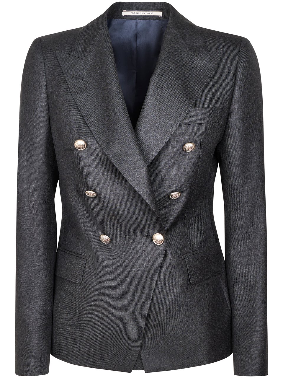 Tagliatore Double-Breasted Tailored Blazer With Metallic Accents Zwart