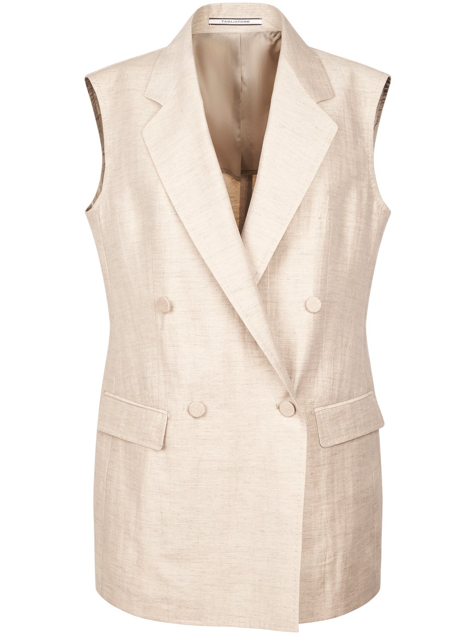 Tagliatore Sleeveless Double-Breasted Dove Grey Jacket with Notched Lapel Neutraal