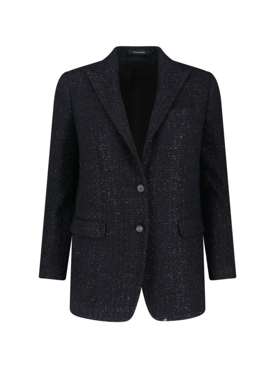 Tagliatore Tailored Black Jacket With Notched Lapel And Textured Fabric Zwart